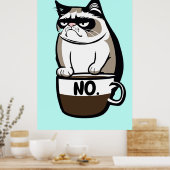 Grumpy Morning Cat Poster - Funny Feline Wall Art (Keuken)