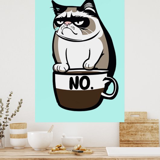 Grumpy Morning Cat Poster - Funny Feline Wall Art (Keuken)