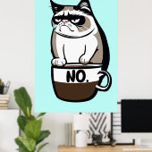 Grumpy Morning Cat Poster - Funny Feline Wall Art (Thuiskantoor)