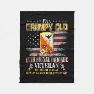 Grumpy Old 15th Signal Brigade Amerikaanse Vlag Ve Fleece Deken