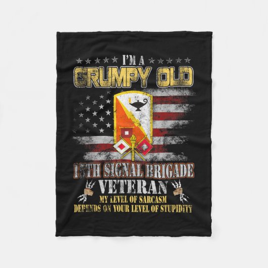 Grumpy Old 15th Signal Brigade Amerikaanse Vlag Ve Fleece Deken (Voorkant)