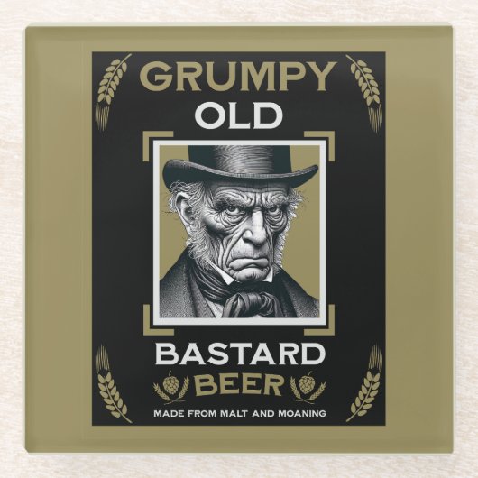 Grumpy Old Bastard Beer Glazen Onderzetter (Voorkant)
