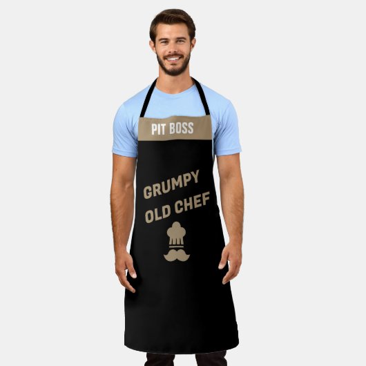 Grumpy Old Chef Humor op maat gepersonaliseerd Schort (Gedragen)