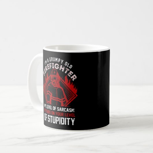 Grumpy Old Firefighter Thin Red Line Koffiemok (Voorkant links)