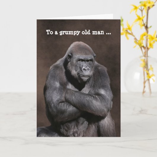 Grumpy Old Man Gorilla Verjaardag Kaart (Gele Bloem)