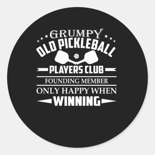 Grumpy Old Pickleball Players Club Happy Ronde Sticker (Voorkant)