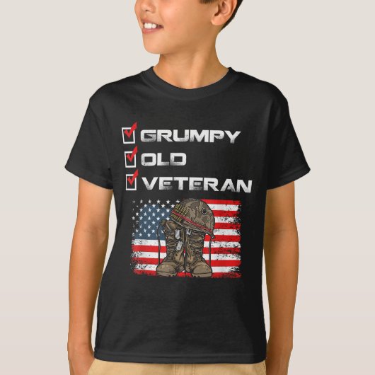 Grumpy Old Veteran Patriotic American Army T-shirt (Voorkant)