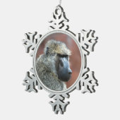 Grumpy Olive Baboon Tin Sneeuwvlok Ornament (Rechts)