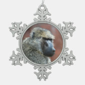 Grumpy Olive Baboon Tin Sneeuwvlok Ornament (Voorkant)