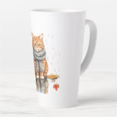 Grumpy Orange Cat in Rain Latte Mok (Rechterhoek)