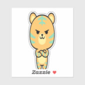 Grumpy Orange Tiger Cute Kawaii Cartoon Sticker (Vel)