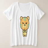 Grumpy Orange Tiger Cute Kawaii Cartoon T-Shirt (Design voorkant)