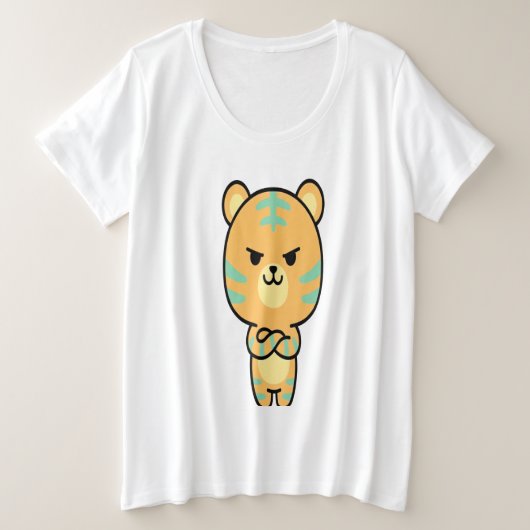 Grumpy Orange Tiger Cute Kawaii Cartoon T-Shirt (Design voorkant)