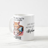 Grumpy Oranje Cat Drink Coffee Funny Quote Koffiemok (Voorkant links)