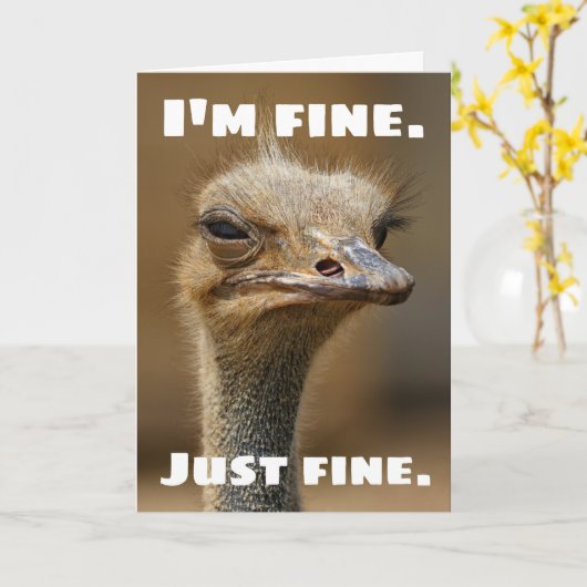 Grumpy Ostrich is gewoon prima. Hoe zit het met jo Kaart (Gele Bloem)