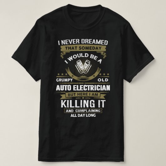 Grumpy oude auto elektricien t-shirt (Design voorkant)