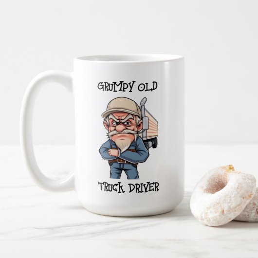 Grumpy oude vrachtwagenchauffeur koffiemok (Met donut)