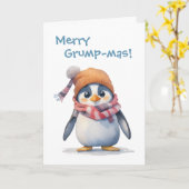 Grumpy Penguin Grinch Christmas Humor Vakantie Kaart (Gele Bloem)