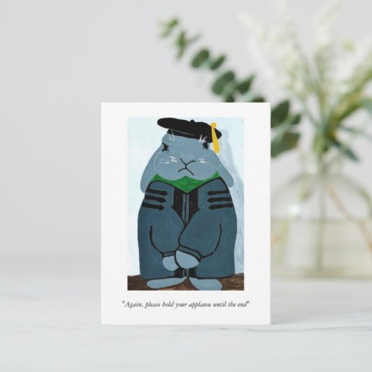Grumpy PhD Afstuderen Bunny in Regalia Briefkaart (Staand voorkant)