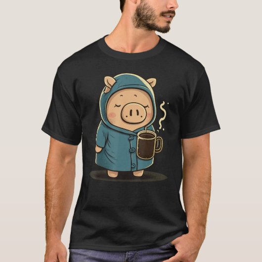 Grumpy Pig Koffie Liefhebber op Koffievarken T-shirt (Voorkant)