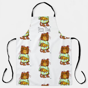 Grumpy Pizza Pet Funny Cat Art Design Schort