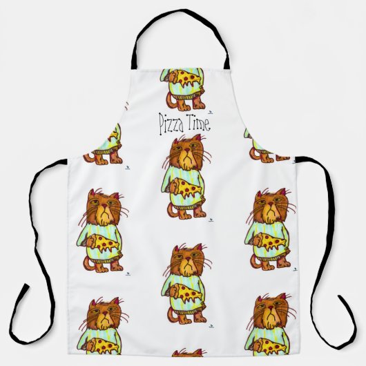 Grumpy Pizza Pet Funny Cat Art Design Schort (Voorkant)