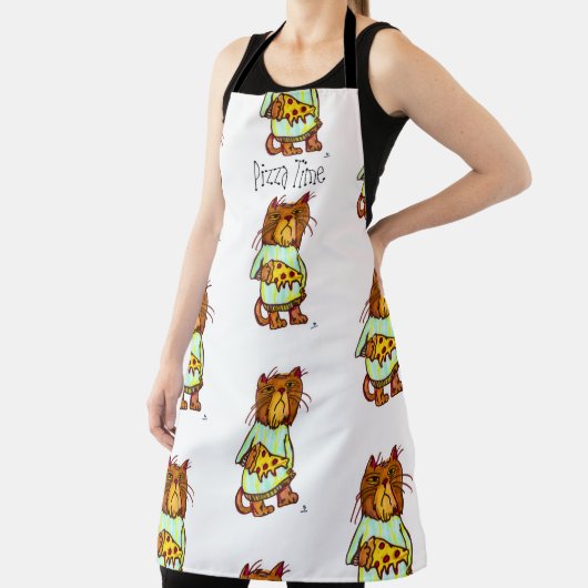 Grumpy Pizza Pet Funny Cat Art Design Schort (Insitu)