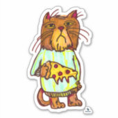 Grumpy Pizza Pet Funny Cat Art Design Sticker (Voorkant)