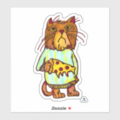 Grumpy Pizza Pet Funny Cat Art Design Sticker (Vel)