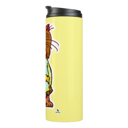 Grumpy Pizza Pet Funny Cat Art Marker Design Thermosbeker (Geroteerd rechts)