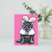 Grumpy Pug Bunny Briefkaart (Staand voorkant)