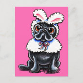 Grumpy Pug Bunny Briefkaart (Voorkant)
