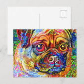 Grumpy Pug Dog Impressionist Pet Portret  Briefkaart (Voorkant / Achterkant)