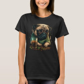 Grumpy Pug Drinks Whisky T-shirt (Voorkant)