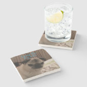 Grumpy Pug Gift Plaats uw huisdier foto Stenen Onderzetter (Zijkant)