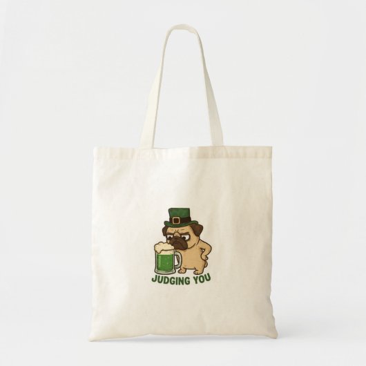 Grumpy Pug Judging You St.Patrick's Day Tote Bag (Voorkant)
