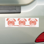 Grumpy Pug keer drie Bumpersticker (Op auto)