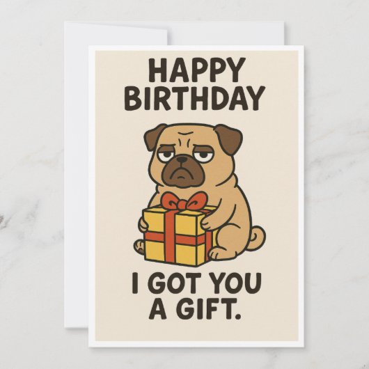 Grumpy Pug verjaardagscadeau Feestdagenkaart (Voorkant)