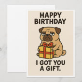 Grumpy Pug verjaardagscadeau Feestdagenkaart (Voorkant / Achterkant)