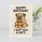 Grumpy Pug verjaardagscadeau Feestdagenkaart (Staand voorkant)