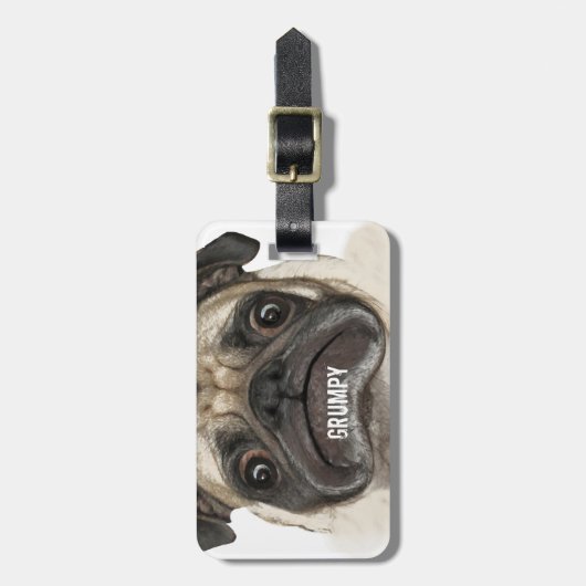 Grumpy Puggy Gifts Bagagelabel (Voorkant verticaal)