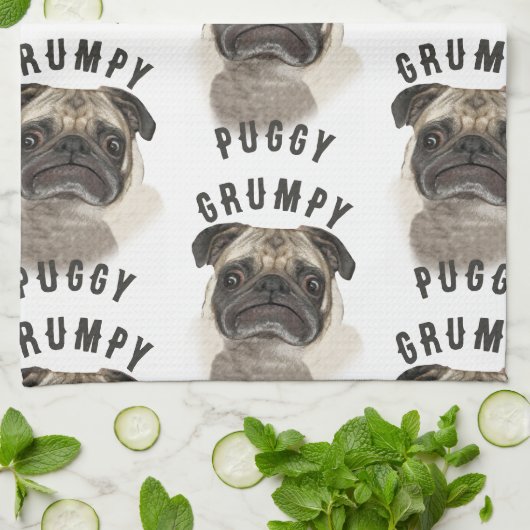 Grumpy Puggy Gifts Theedoek (Gevouwen)