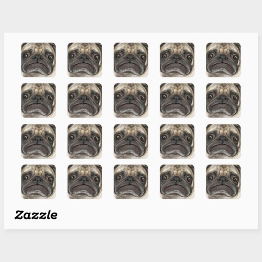 Grumpy Puggy Gifts Vierkante Sticker (Vel)