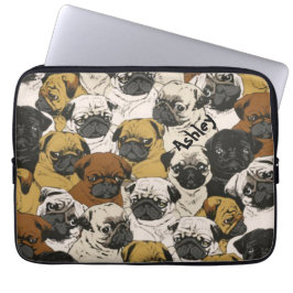 Grumpy Pugs / Funny Cute Pug Dogs Personalized Laptop Sleeve