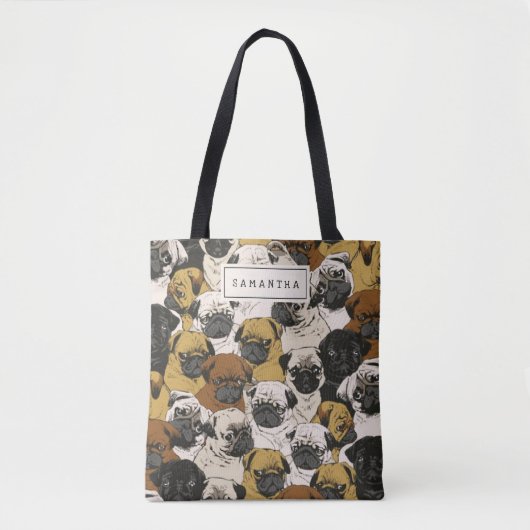 Grumpy Pugs / Funny Cute Pug Dogs Personalized Tote Bag (Voorkant)