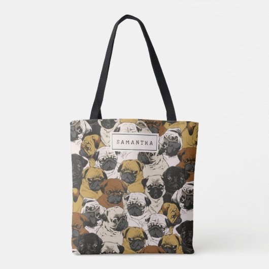 Grumpy Pugs / Funny Cute Pug Dogs Personalized Tote Bag (Achterkant)