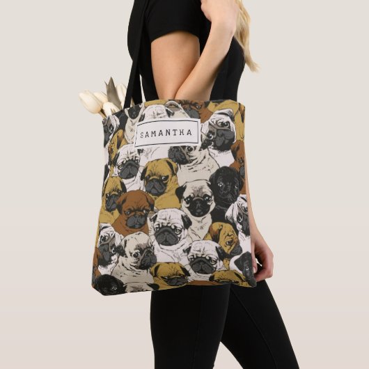 Grumpy Pugs / Funny Cute Pug Dogs Personalized Tote Bag (Dichtbij)