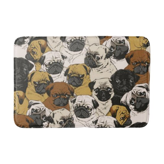 Grumpy Pugs / Funny Cute Pug Dogs Puppies Patroon Badmat (Voorkant)