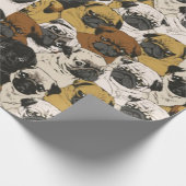 Grumpy Pugs / Funny Cute Pug Dogs Puppies Patroon Cadeaupapier (Hoek)