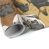Grumpy Pugs / Funny Cute Pug Dogs Puppies Patroon Cadeaupapier (Rol Hoek)